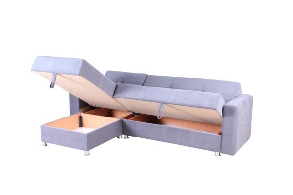 Sectional Sofa Bed-Reversible with Ottoman (Grey Fabric) - Image 2