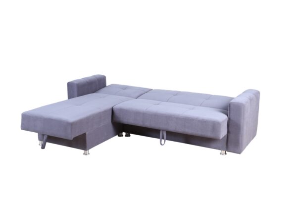 Sectional Sofa Bed-Reversible with Ottoman (Grey Fabric) - Image 3