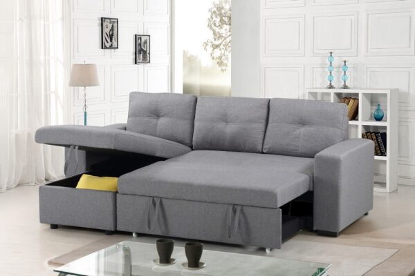 Sofa Bed (Grey Fabric) - Image 3